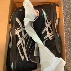 Black ASICS volleyball shoes
